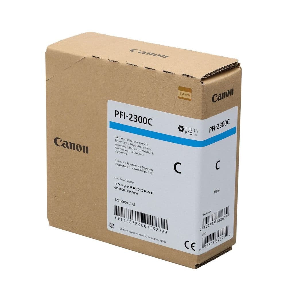Canon PFI-2300C Genuine Ink Cartridge Cyan 330ml 5278C001AA  PFI2300C - Canon PFI-2100 Ink