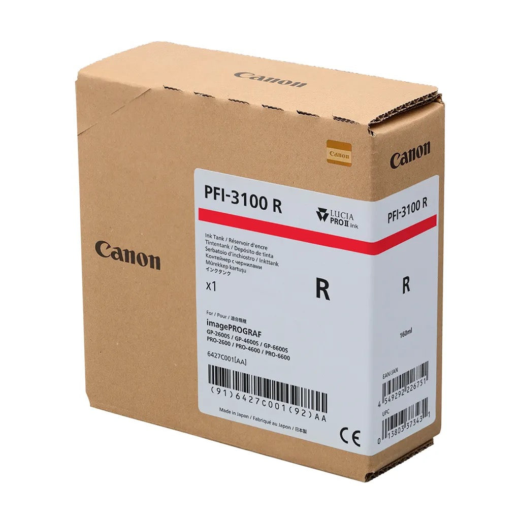 Canon PFI-3100R Genuine Ink Cartridge Red 160ml 6427C001AA  PFI3100R - Canon PFI-3100 Ink