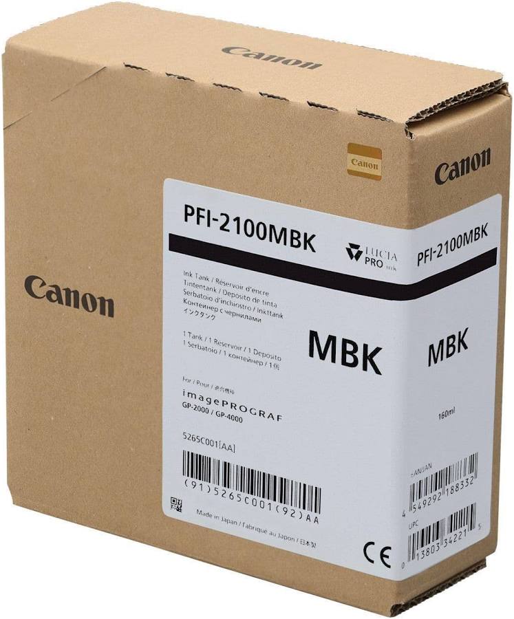 Canon PFI-2100MBK Genuine Ink Cartridge Matte Black 160ml 5265C001AA  PFI2100MBK - Canon PFI-2100 Ink