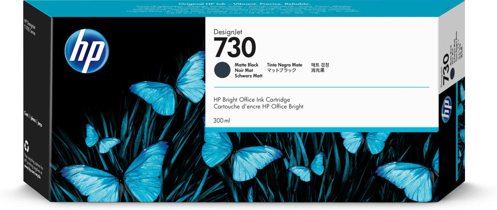 HP Genuine P2V71A / 730 Matt Black Ink 300ml for HP DesignJet T 1600/1700/940